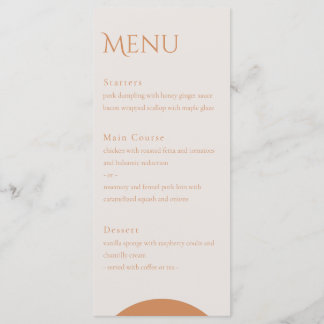 Menu Mariage Feuille Terracotta