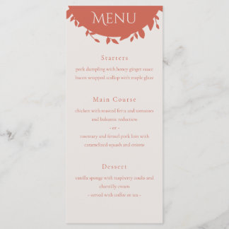 Menu Mariage Feuille Terracotta