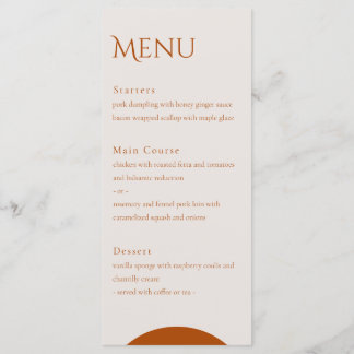 Menu Mariage Feuille Terracotta