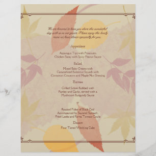Menu Mariage Feuilles de automne rustique