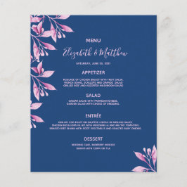 Menu mariage flancs bleu rose