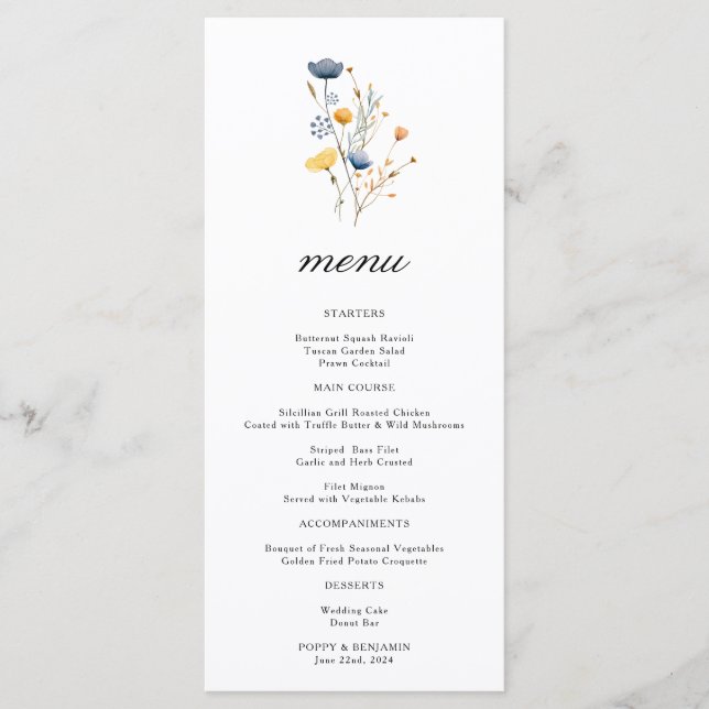 Menu Mariage Fleur de Champ Delicate (Devant)