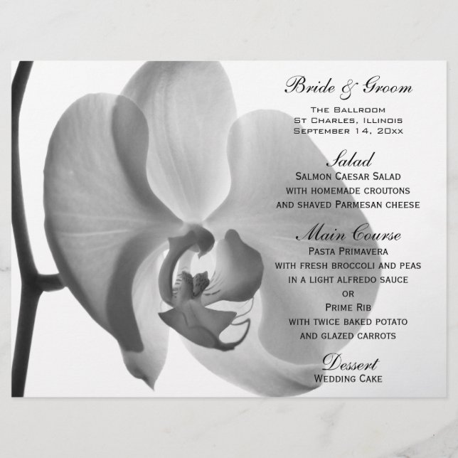 Menu Mariage Fleur Orchidée Blanche (Devant)