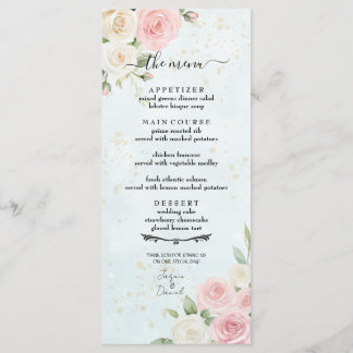 Menu Mariage Fleur rose et blanche