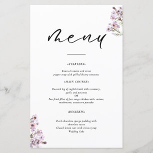 Menu Mariage fleur sauvage
