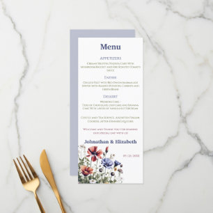 Menu Mariage Fleur sauvage aquarelle