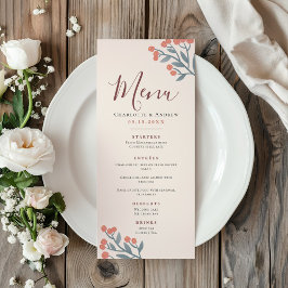 Menu Mariage Fleur sauvage Elegant Boho