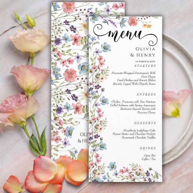 Menu Mariage Fleur sauvage élégant moderne (Créateur téléchargé)