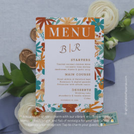 Menu Mariage Fleur sauvage rétroactif Abstrait brillant