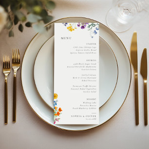 Menu Mariage Fleur sauvage Vintage coloré