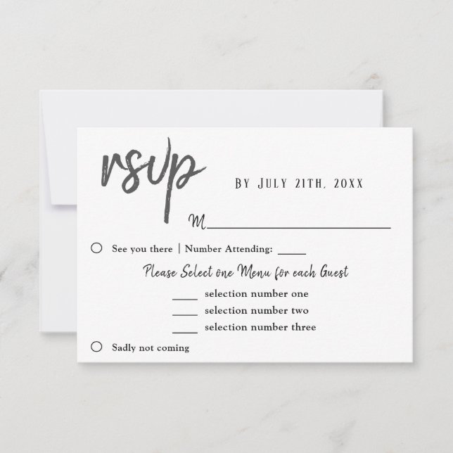 Menu Mariage Fleur Tulip Choix RSVP Purple (Devant)