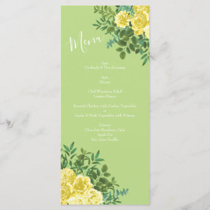 Menu Mariage fleuri Rose jaune pâle vert clair