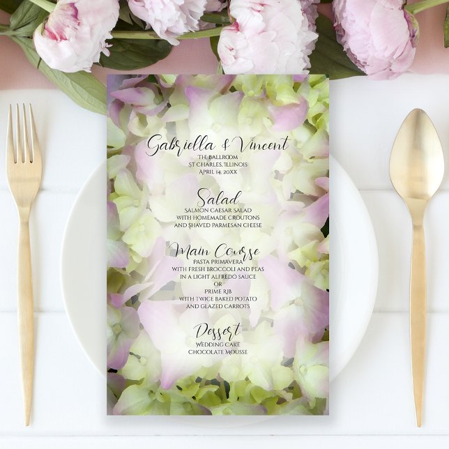 Menu Mariage Fleurs Hydrangea Presque Rose (Créateur téléchargé)