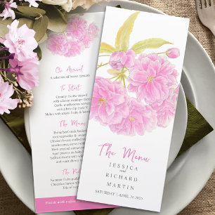 Menu mariage fleurs rose double fleurs