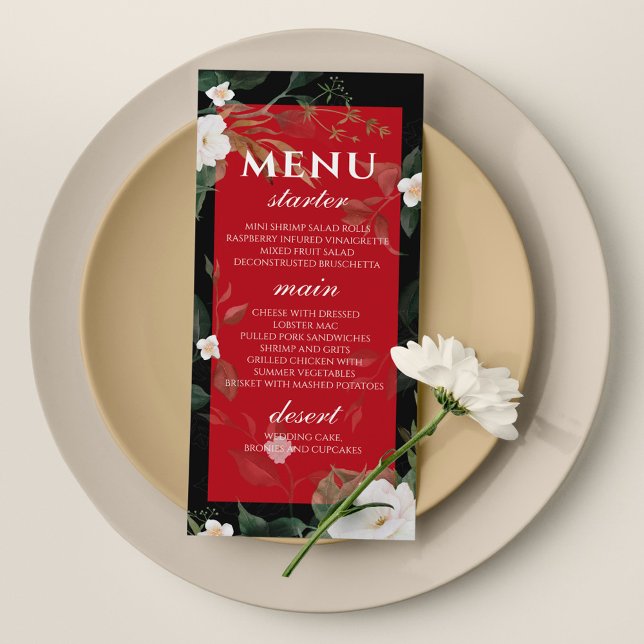 Menu Mariage Fleurs rouges noires (Créateur téléchargé)