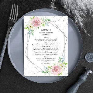 Menu Mariage floral à huile géométrique chic