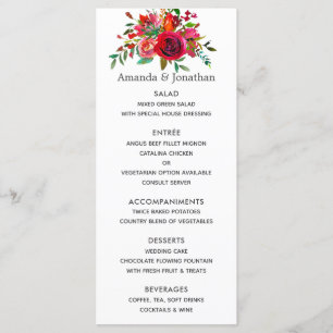 Menu Mariage Floral Aquarelle