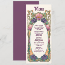Menu Mariage Floral Art Nouveau