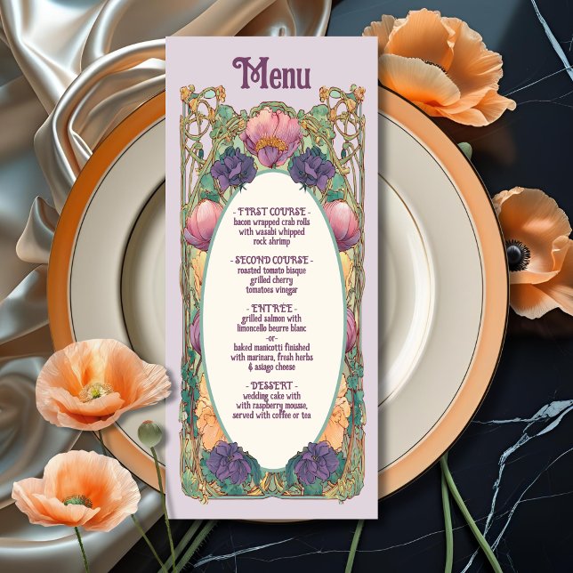 Menu Mariage Floral Art Nouveau (Créateur téléchargé)