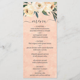 Menu Mariage Floral Beige Blush Peach