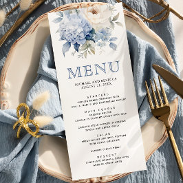 Menu Mariage floral bleu et blanc