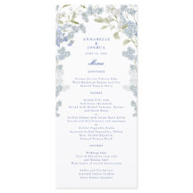 Menu Mariage Floral bleu français