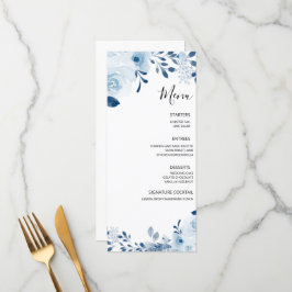 Menu Mariage Floral bleu français moderne