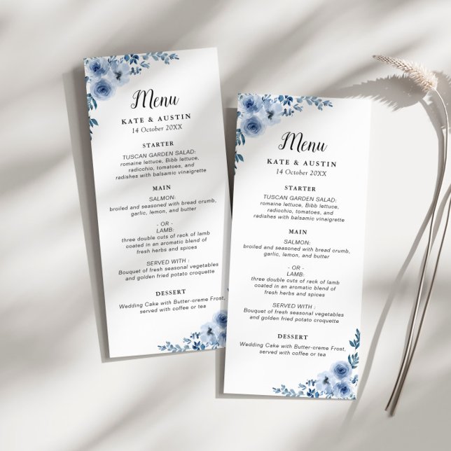 menu mariage floral bleu poussiéreux (Créateur téléchargé)