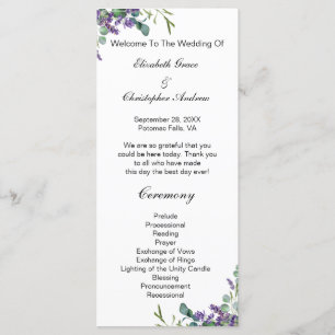 Menu Mariage Floral Botanique à la Lavande et à l'Eucal