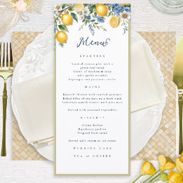 Menu Mariage Floral Botanique au Citron et au Bleu de l