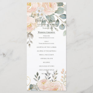 Menu Mariage Floral Botanique Pivoine Rose & Eucalyptus