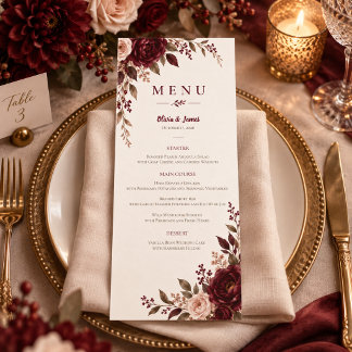 Menu Mariage Floral Bourguignon Rosé