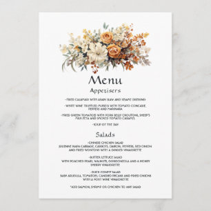 Menu Mariage floral champagne et ivoire