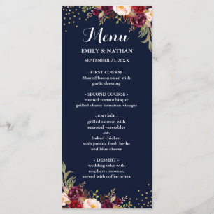 Menu Mariage Floral Confetti Gold de la Marine Bou
