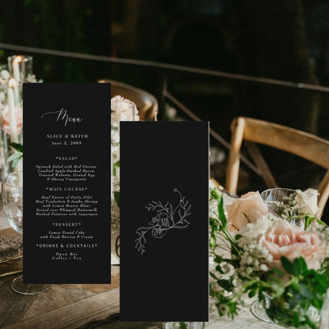 Menu Mariage Floral de la Chinoiserie noire (Créateur téléchargé)