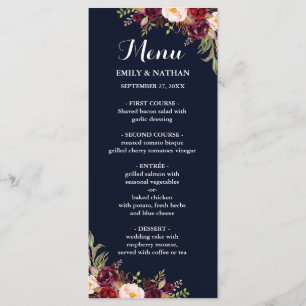 Menu Mariage Floral de la marine de Bourgogne