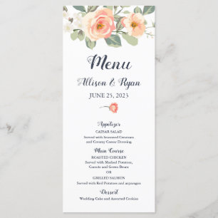 Menu Mariage floral de pêche parfaite