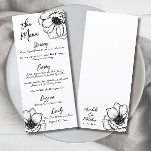 Menu Mariage Floral Fantaisiste Dessiné à la Main
