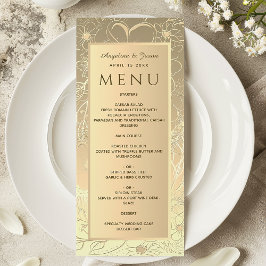 Menu Mariage Floral Gold Foil de luxe