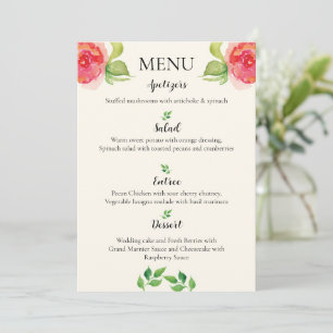 Menu Mariage floral gracieux