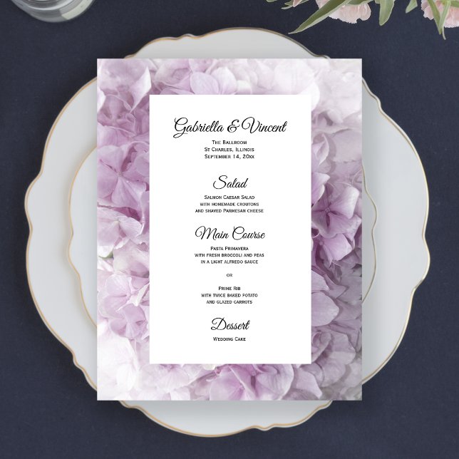 Menu Mariage Floral Hydrangea Rose doux (Créateur téléchargé)