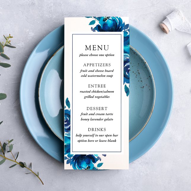 Menu Mariage Floral Indigo (Créateur téléchargé)