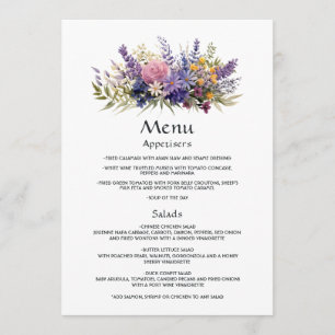 Menu Mariage Floral Lavande Numérique