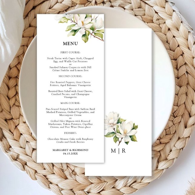 Menu Mariage Floral Magnolia blanc (Créateur téléchargé)