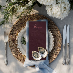 Menu Mariage Floral Mauve Poussiéreux Dîner Bordeaux