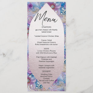 Menu Mariage Floral Pearly Gems coloré