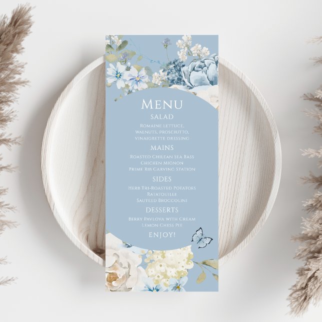 Menu Mariage floral romantique bleu Dusty (Créateur téléchargé)