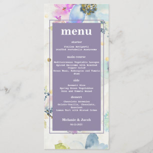 Menu Mariage floral romantique Mauve