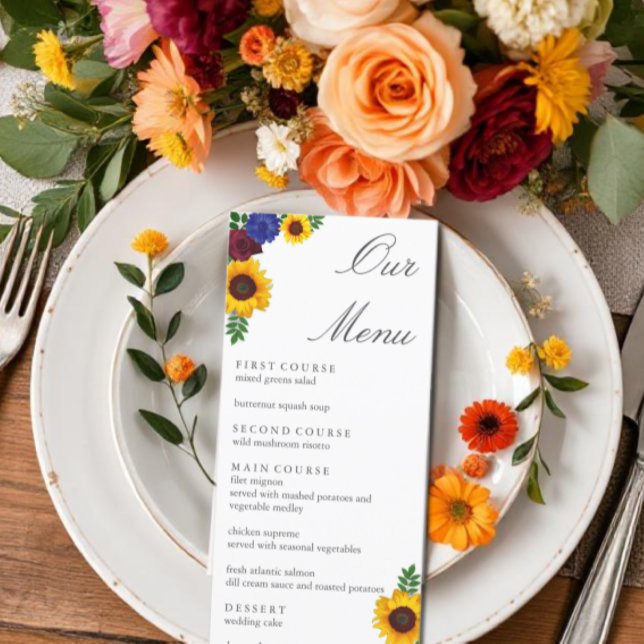 Menu Mariage floral Rose de tournesol (Créateur téléchargé)