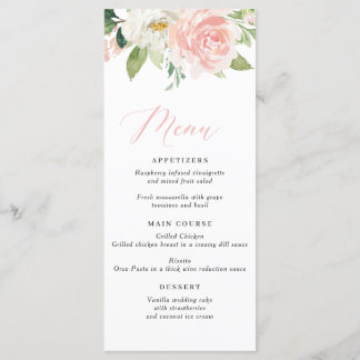 Menu Mariage floral rose pâle